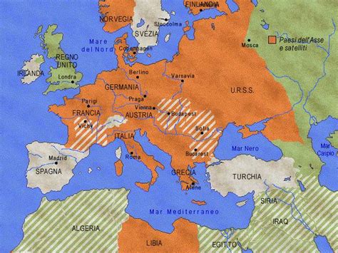 Mappa dell'Europa durante la Seconda Guerra Mondiale