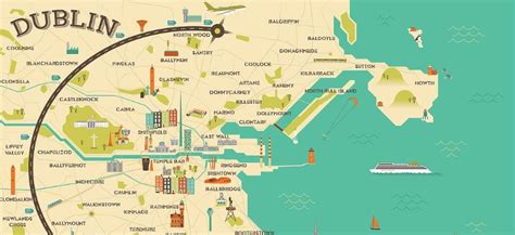 Mappa di Dublino con evidenziato il percorso di Leopold Bloom