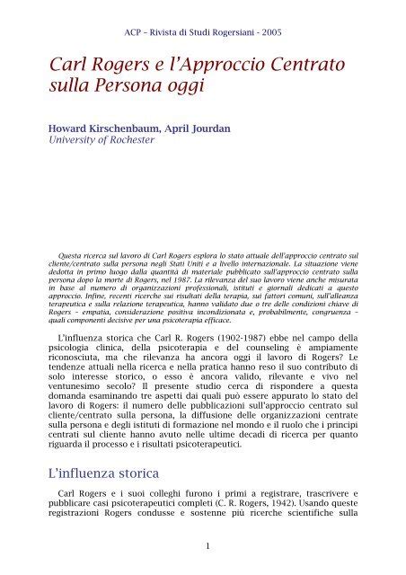 Carl Rogers e l'approccio centrato sulla persona
