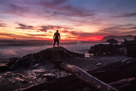Silhouette di una persona che guarda l'orizzonte marino