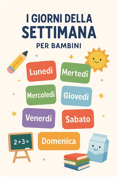 Bambini che imparano i giorni della settimana con carte colorate