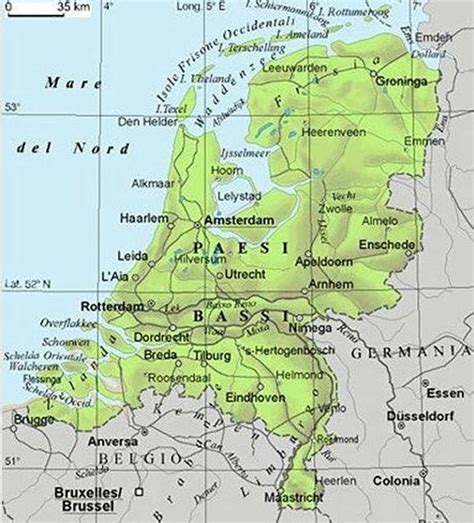 Mappa dei Paesi Bassi con evidenziati i principali giacimenti di gas naturale