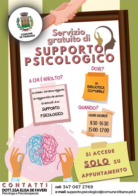 schema che illustra i diversi tipi di supporto psicologico disponibili