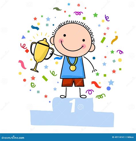Illustrazione di un bambino che riceve una medaglia, con i genitori che applaudono entusiasticamente