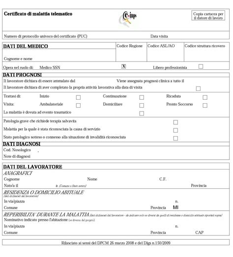 flusso di lavoro certificato medico