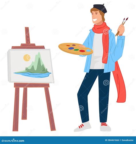 Un artista che dipinge su una tela