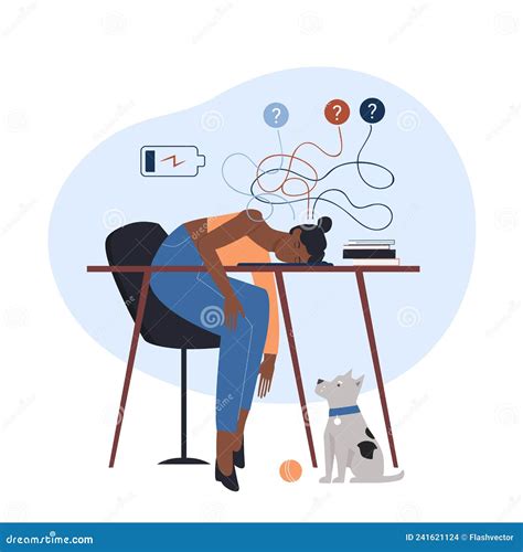 illustrazione di una persona esausta con simboli di stress