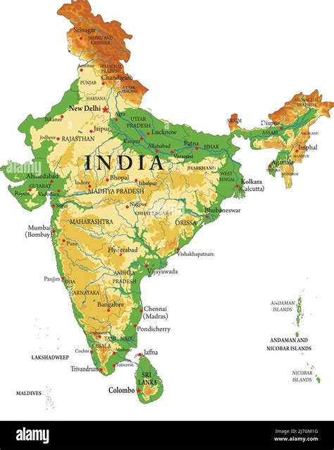 Mappa dell'India con enfasi sulle regioni del sud