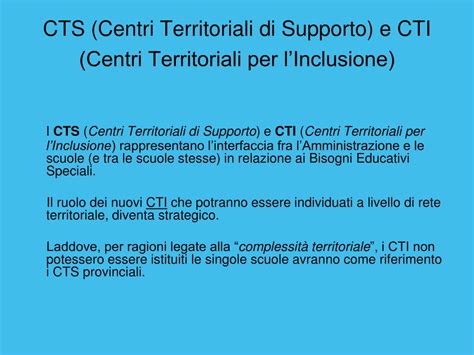 Infografica che mostra la rete dei Centri Territoriali di Supporto (CTS)
