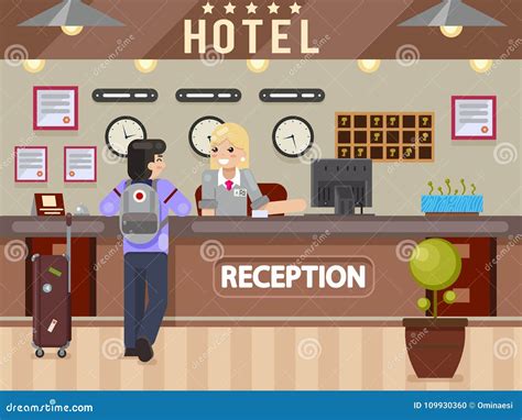 Illustrazione di un receptionist che interagisce cordialmente con un ospite