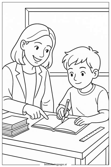 Insegnante che aiuta uno studente con ADHD a organizzare il suo materiale scolastico