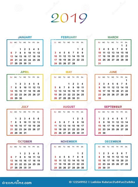 Illustrazione di un calendario con mesi e giorni