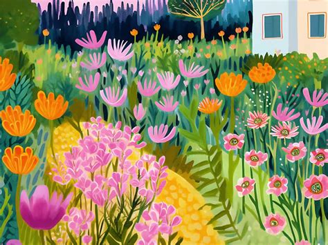Disegno di un giardino con fiori colorati