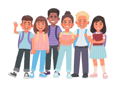 Illustrazione stilizzata di un gruppo di studenti che interagiscono a scuola, con un focus su uno studente isolato