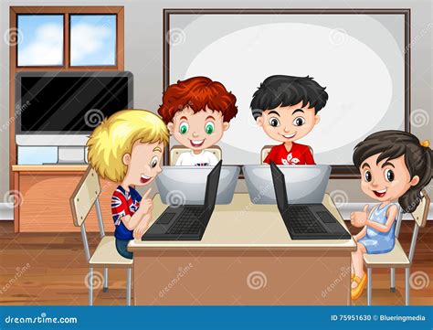 Illustrazione di studenti che lavorano insieme in classe