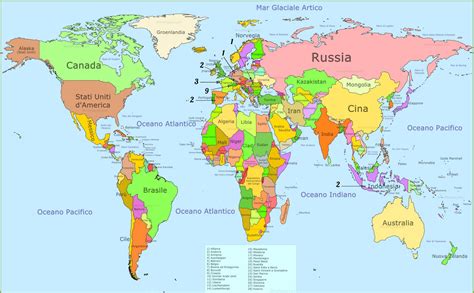 Mappa del mondo con evidenziati flussi economici
