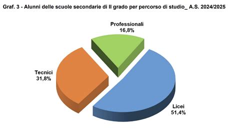 grafico degli iscritti alla scuola secondaria di secondo grado in Italia per tipologia di percorso