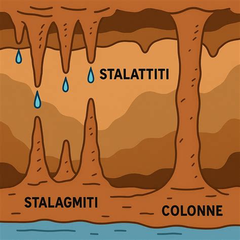 Stalattiti e stalagmiti in una grotta carsica