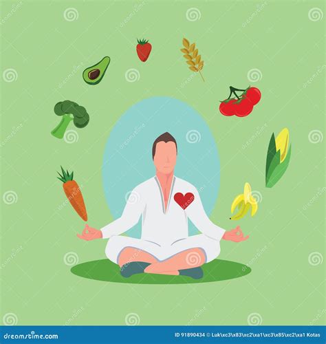 Serie di immagini: persona che medita, frutta e verdura fresca, persona che fa yoga