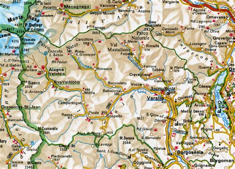 mappa della Valsesia con evidenziato Borgosesia
