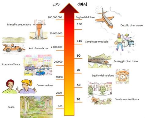 Grafico comparativo dei livelli di rumore in città e campagna