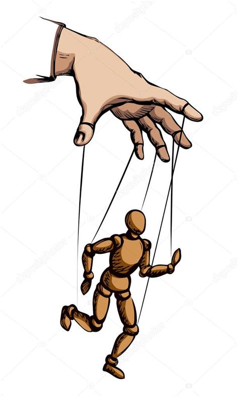 Illustrazione di una persona che tiene in mano i fili di un burattino