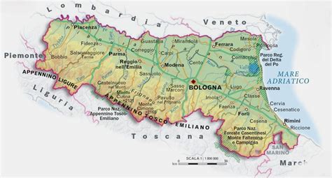 Mappa dell'Emilia-Romagna con evidenziati i luoghi dei saloni menzionati