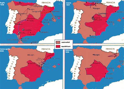 Mappa della Spagna durante la Guerra Civile