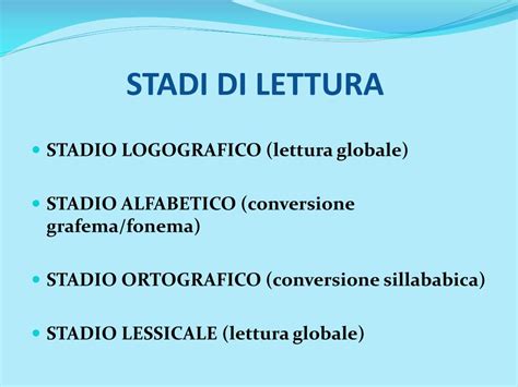 Illustrazione degli stadi di apprendimento della lettura: logografico, ortografico, lessicale