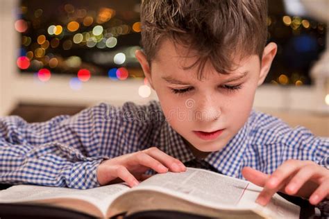 bambino che legge un libro con espressione serena