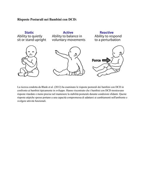 Diagramma che illustra i riflessi posturali nei neonati