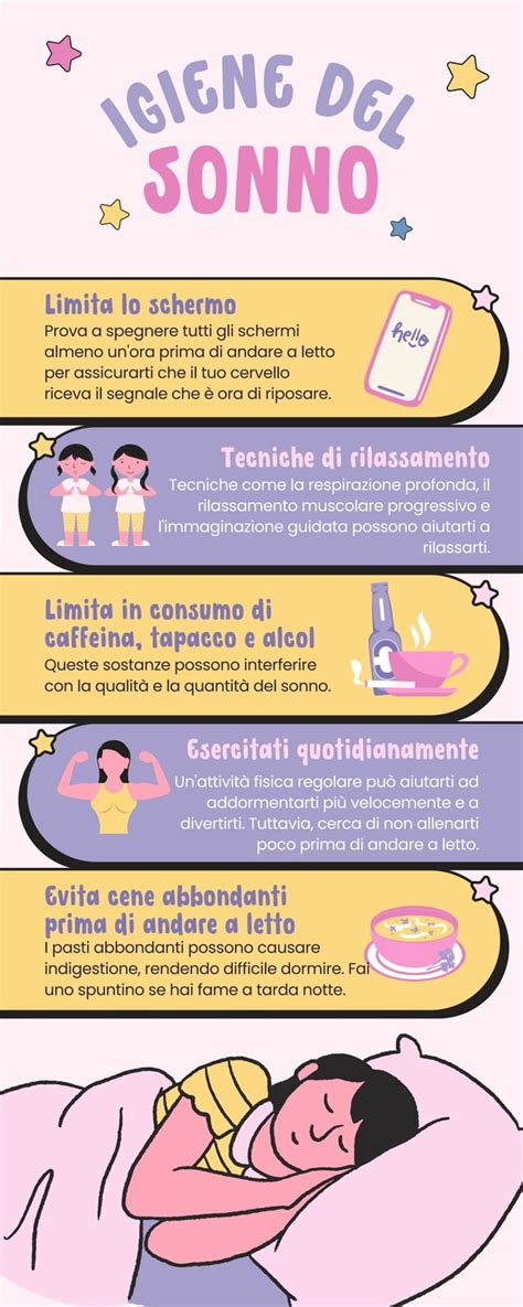 Illustrazione che mostra i benefici di una buona igiene del sonno