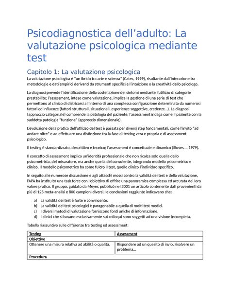Schema che illustra le differenze tra valutazione psichiatrica e psicodiagnostica