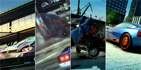 Un'auto in aria durante una prova Stunt a Burnout Paradise