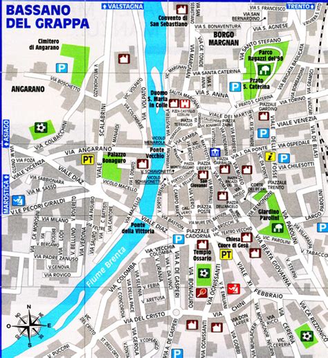 mappa di Bassano del Grappa con icone di studi psicologici