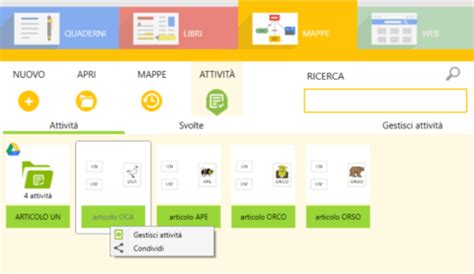 Interfaccia del software GECO con diverse opzioni di apprendimento