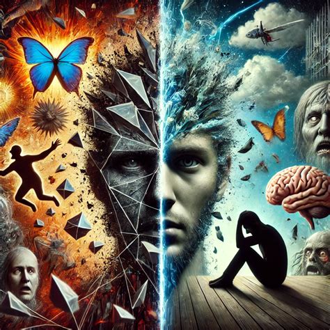 Illustrazione grafica di un confine sfumato tra due aree distinte, rappresentanti la nevrosi e la psicosi.