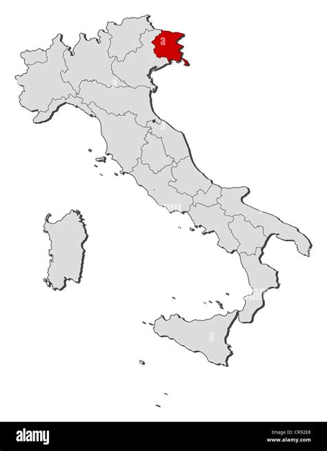 Mappa dell'Italia con evidenziata la regione Friuli-Venezia Giulia