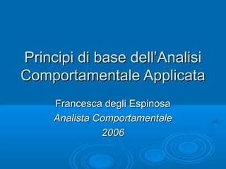 Diagramma che illustra i principi fondamentali dell'analisi comportamentale