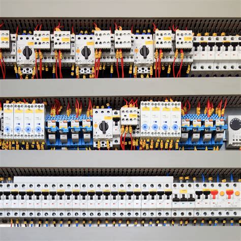 Interno di un quadro elettrico con interruttori modulari