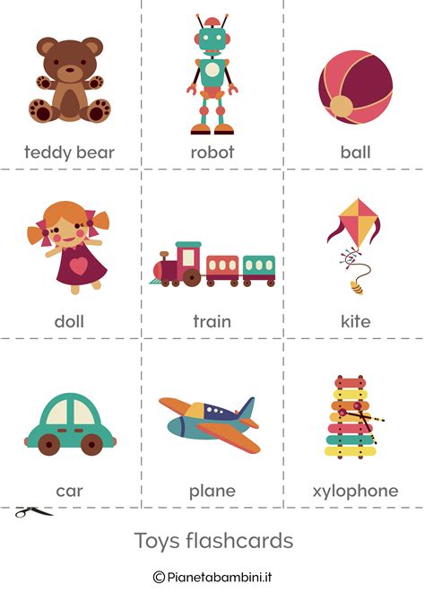 Flashcard con immagini e parole in inglese