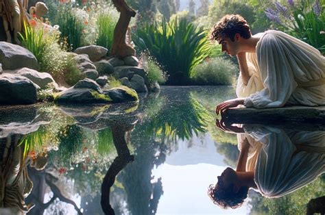 Mito di Narciso e il suo riflesso nell'acqua
