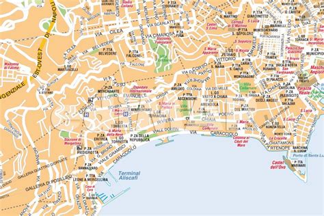 Mappa di Napoli con evidenziate vie pertinenti alla psichiatria