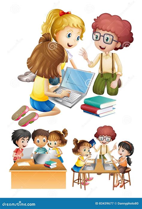 Immagine di bambini che lavorano insieme in un'aula luminosa e colorata, con un insegnante che offre supporto individuale.