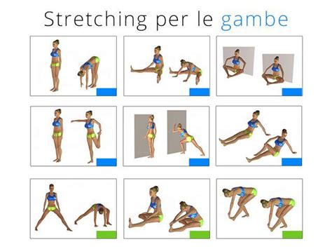 Infografica su esercizi di stretching per le gambe