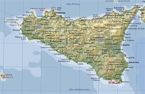 Mappa della Sicilia con evidenziata Nizza di Sicilia