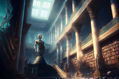 Illustrazione di un monaco studioso in un'antica biblioteca