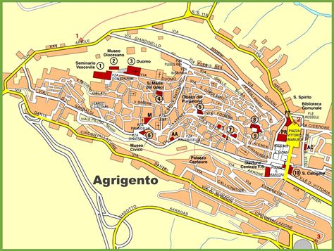 Mappa della provincia di Agrigento con evidenziate le città principali