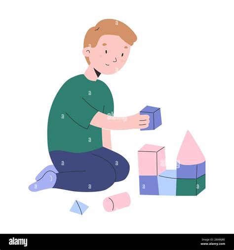 Bambino che manipola blocchi per costruire una torre