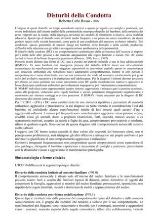 diagramma che illustra i sintomi del disturbo della condotta